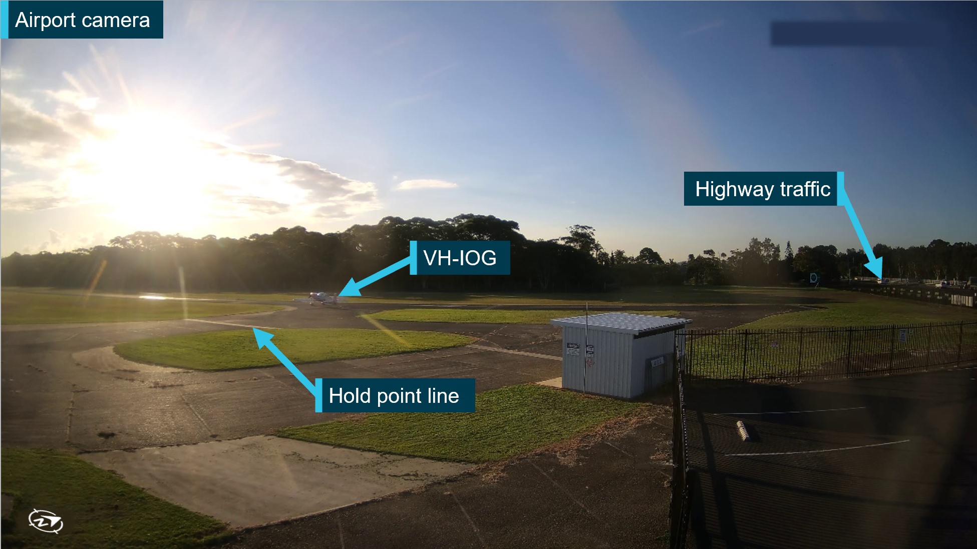 Figure 6: VH-IOG turning left to backtrack runway 07