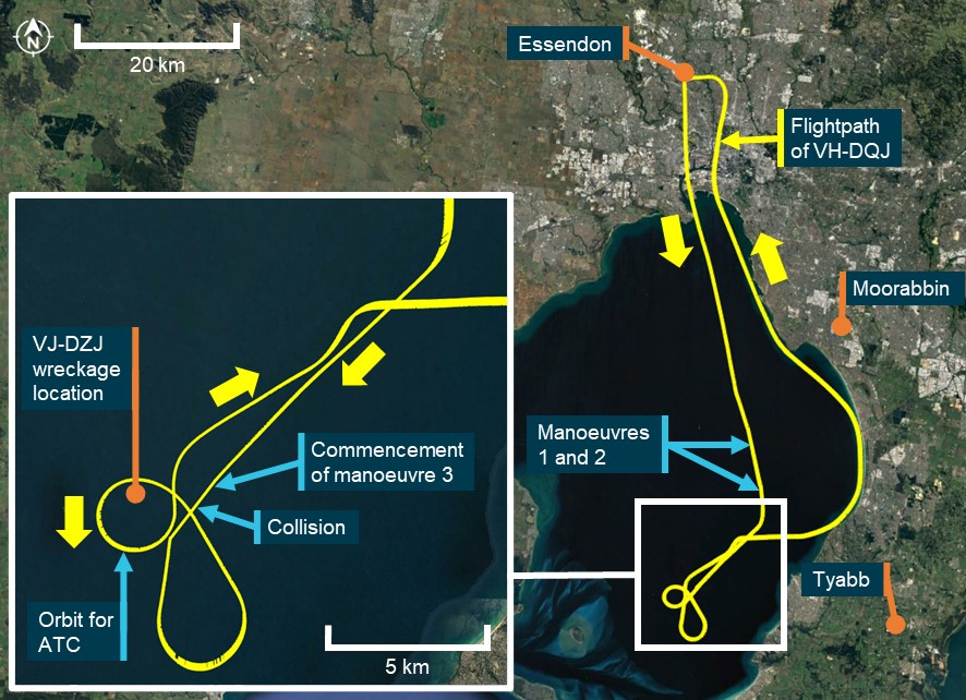 Figure 6: Recorded flight path of VH-DQJ