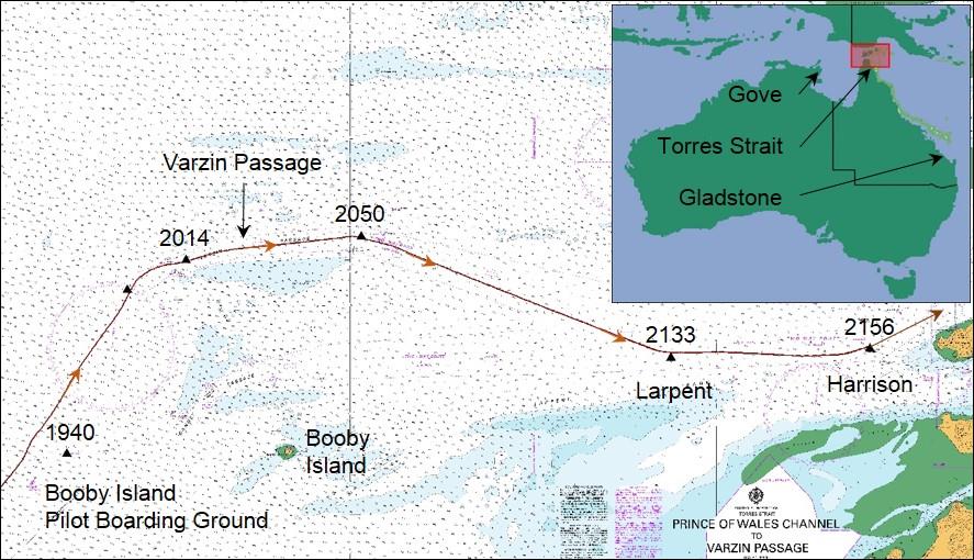 › 2 ‹ ATSB – MO-2016-003 Figure 2: Section of ENC Aus 296 showing Navios Northern Star’s actual track