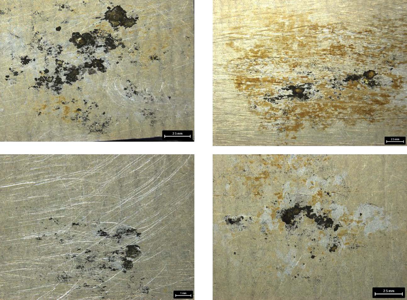 Figure A11: Close-up images of some of the corrosion damage identified on the underside surface of the component