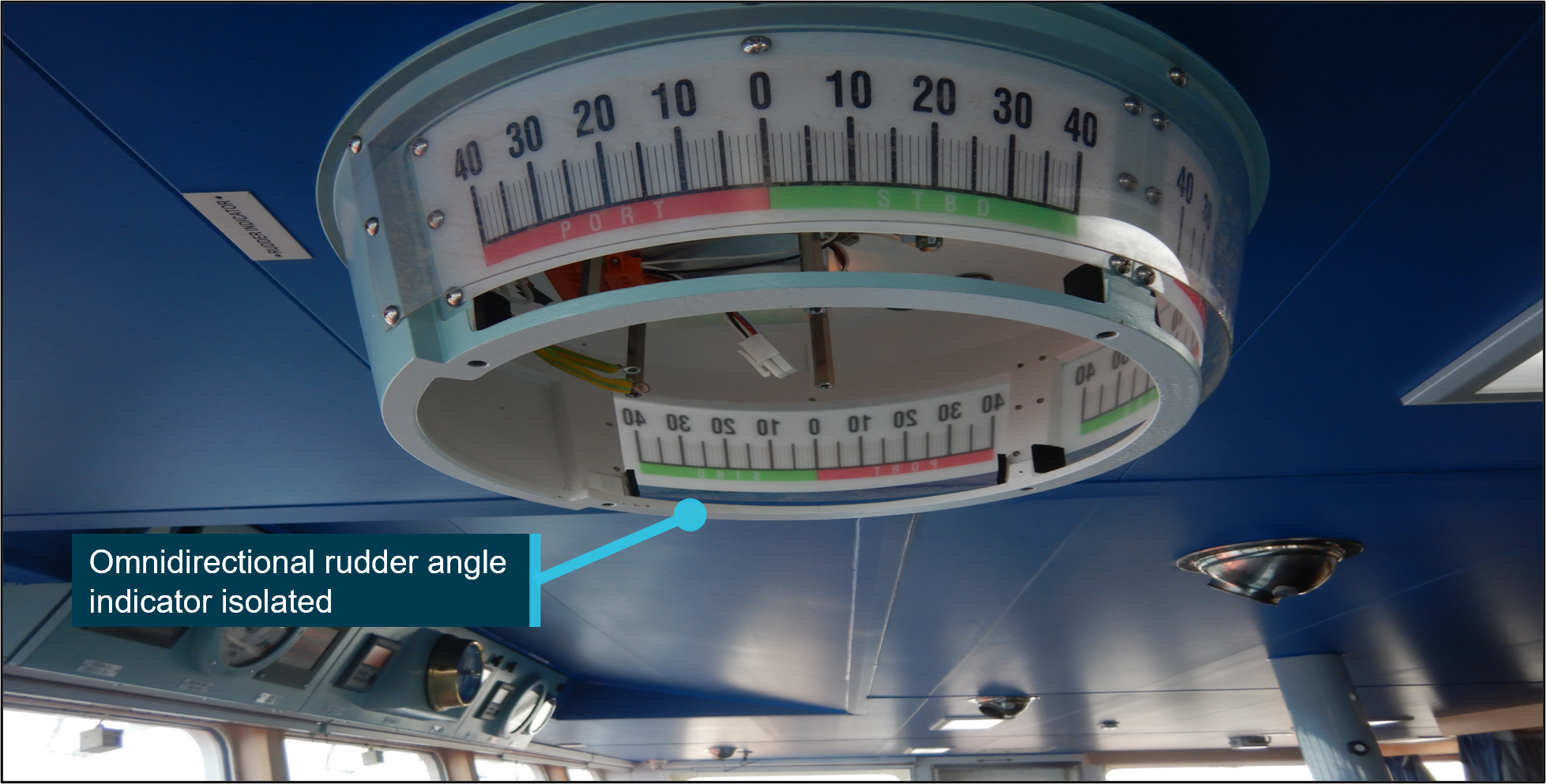 Figure 6: Bridge omnidirectional rudder indicator (isolated and partly dismantled)
