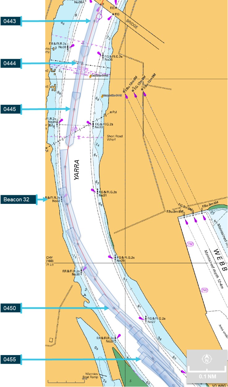 Figure 3: CMA CGM Puccini’s track showing contact with Beacon 32
