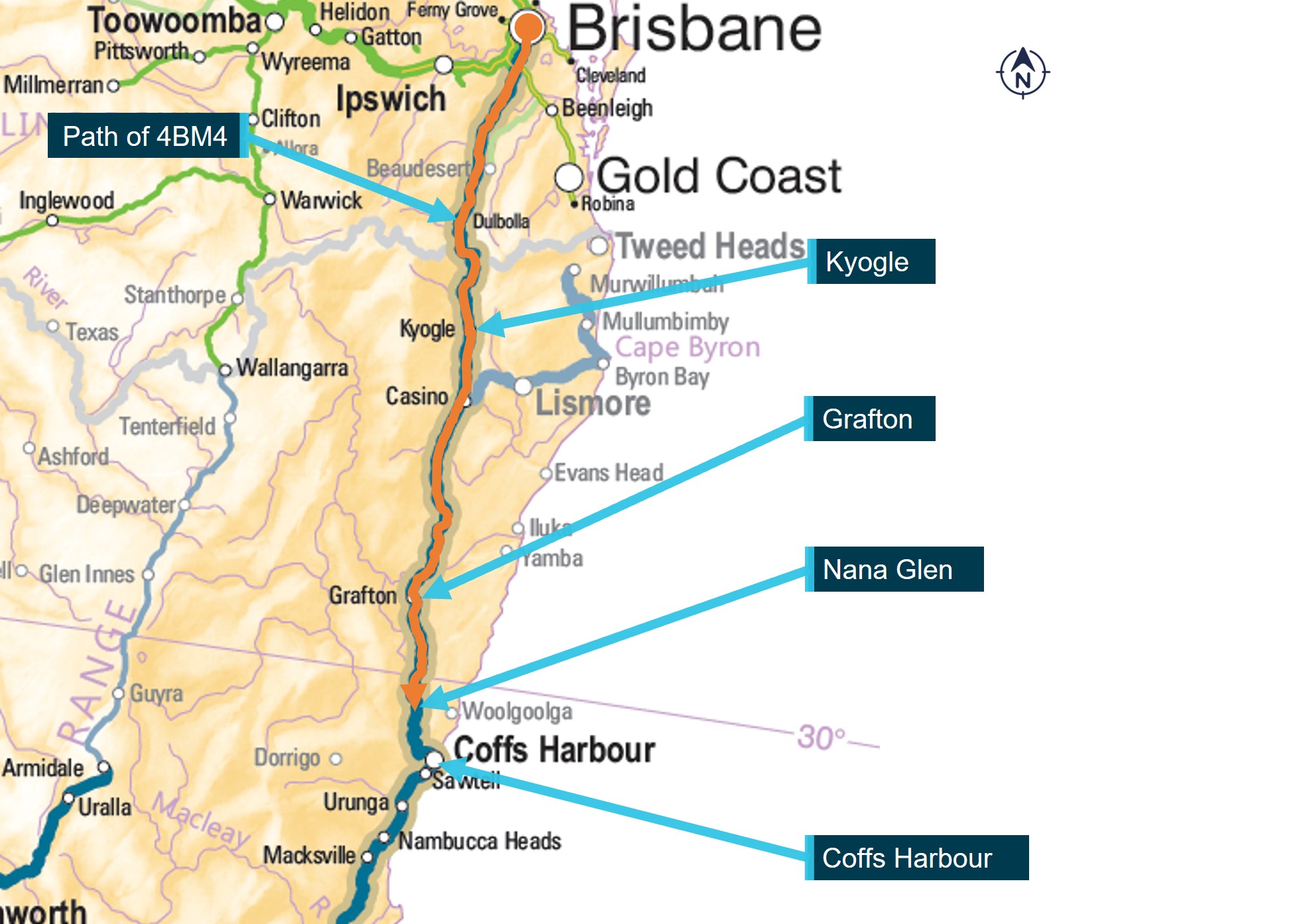 Figure 1: Main north coast rail line