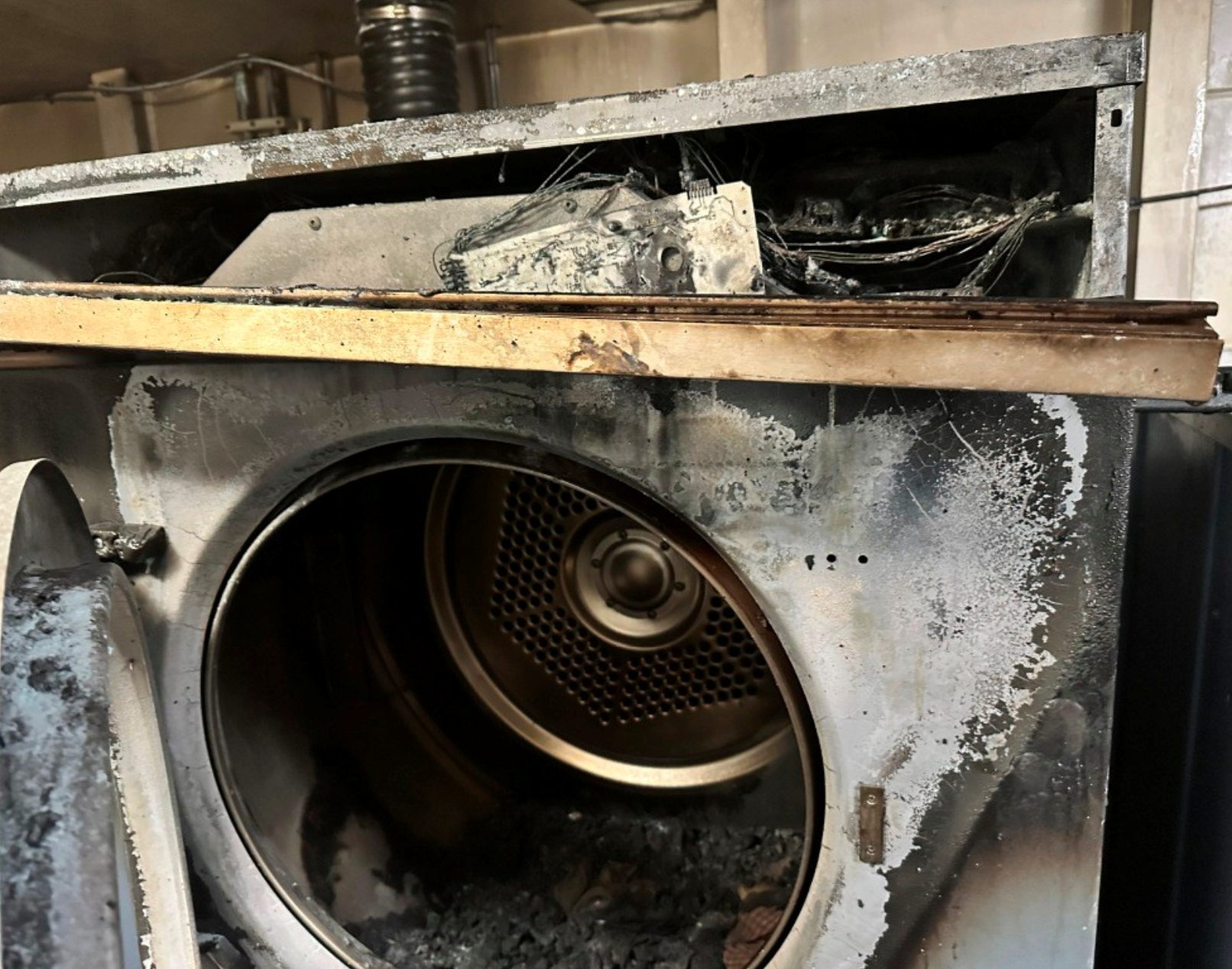 Fire damage to dryer