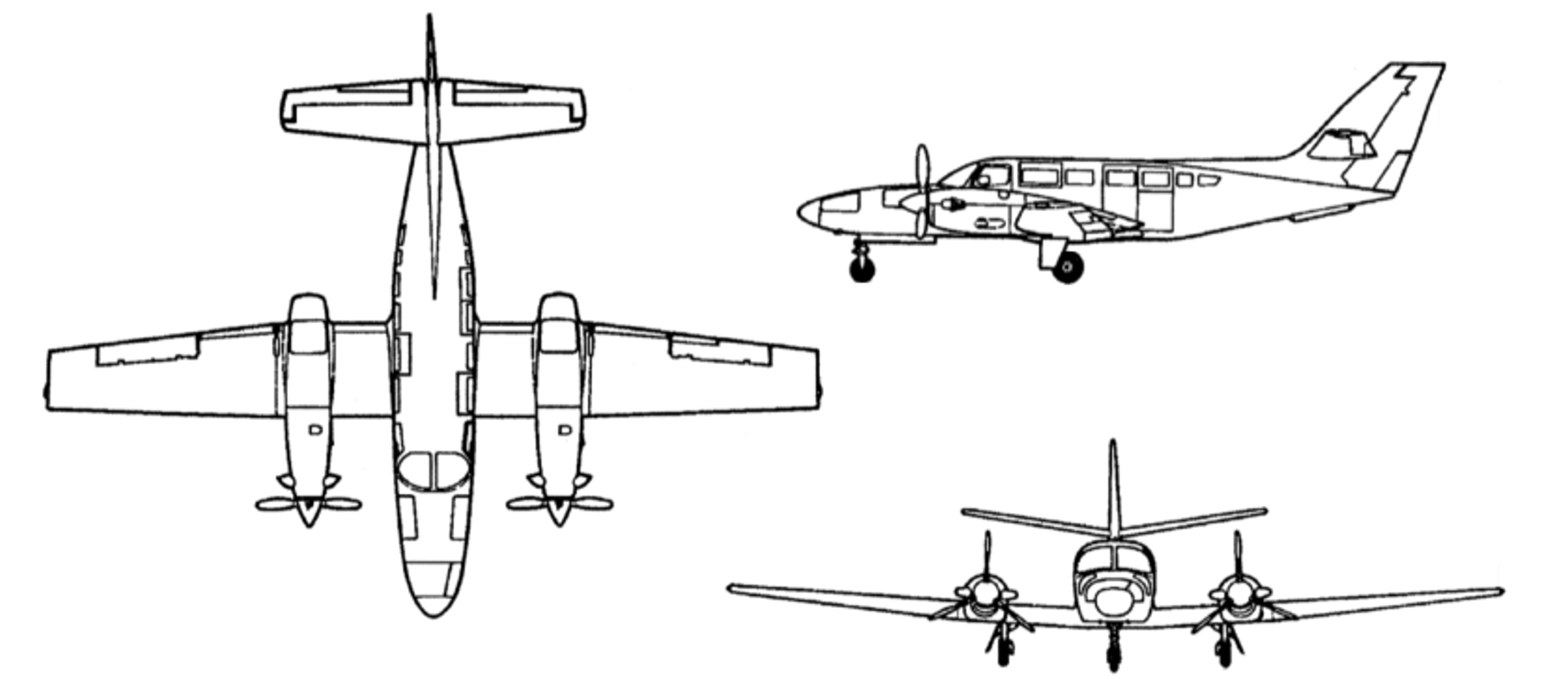 Three-view drawing of the Reims F406