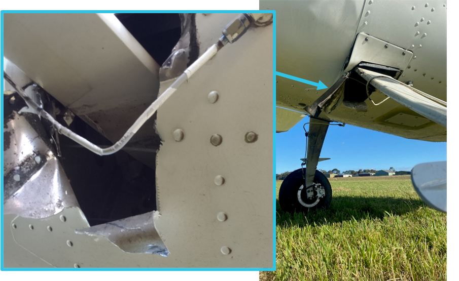 Image shows substantial damage to the Cessna 150H landing gear