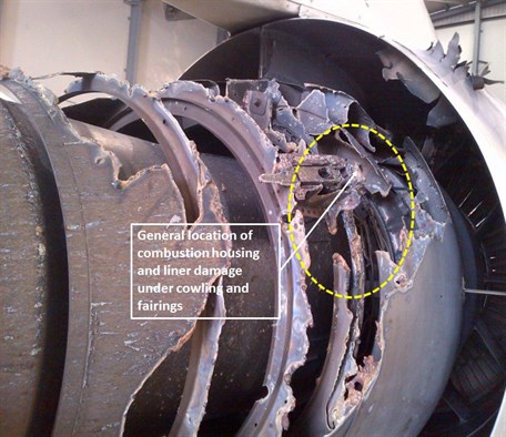 No 2 Engine Fire Damage