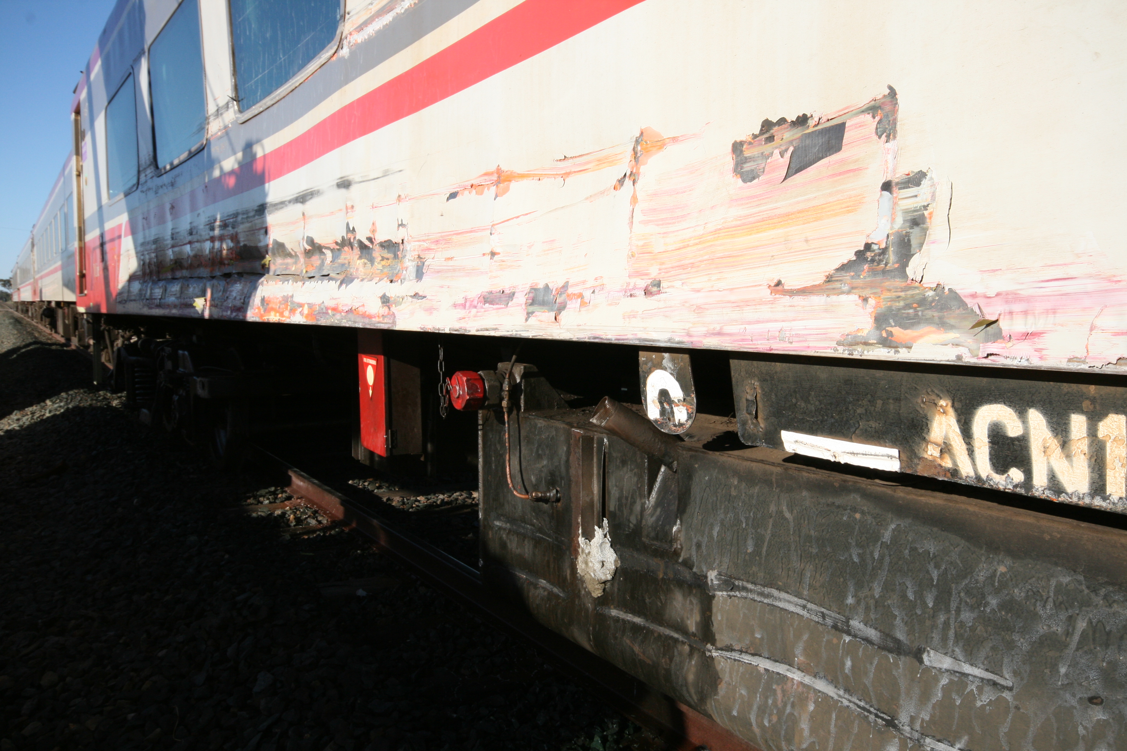 Figure 3: Damage sustained by the first car at the initial impact point