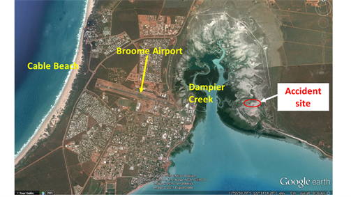 Figure 1: Broome Airport and accident site