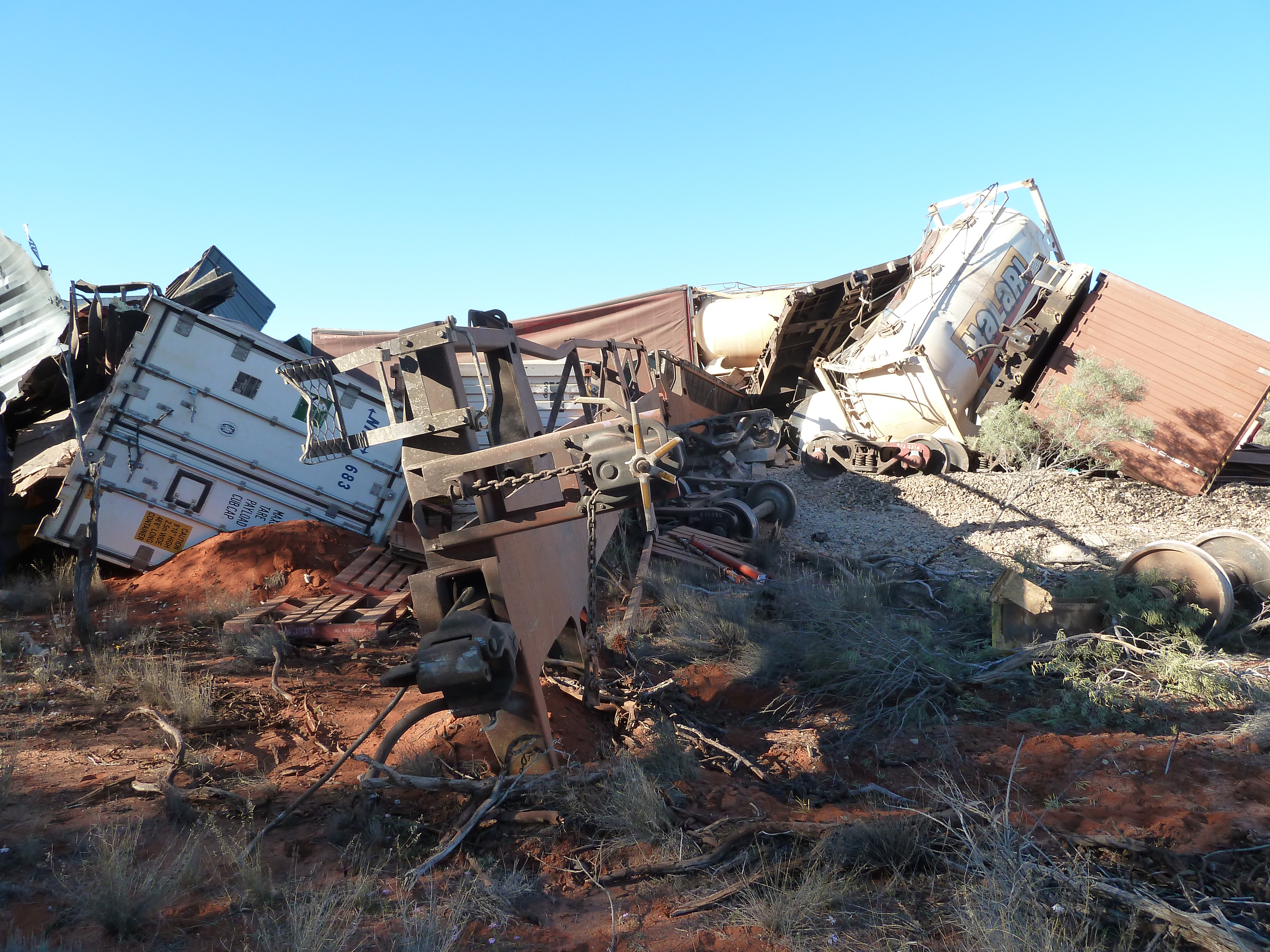 Derailed freight vehicles