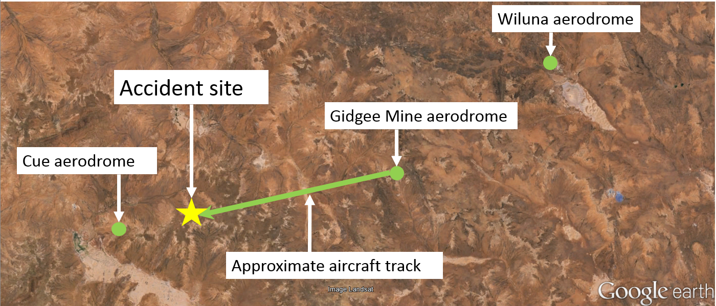 Figure 1: Aircraft track and accident location