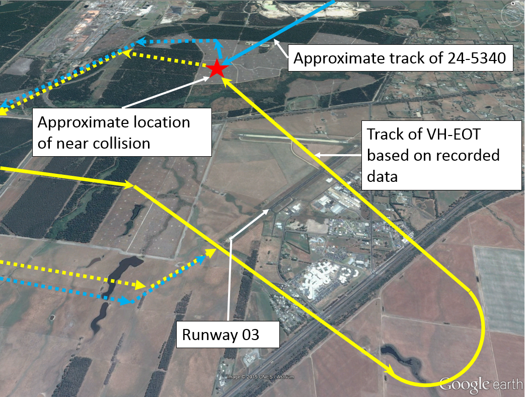 Figure 1: Latrobe Valley Airport showing approximate aircraft tracks