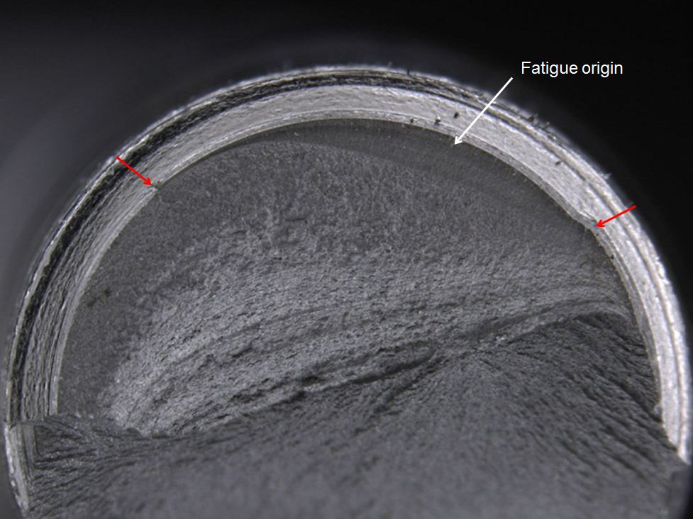 Figure A4: Fatigue crack in featured in Figure A3 opened to expose crack surface