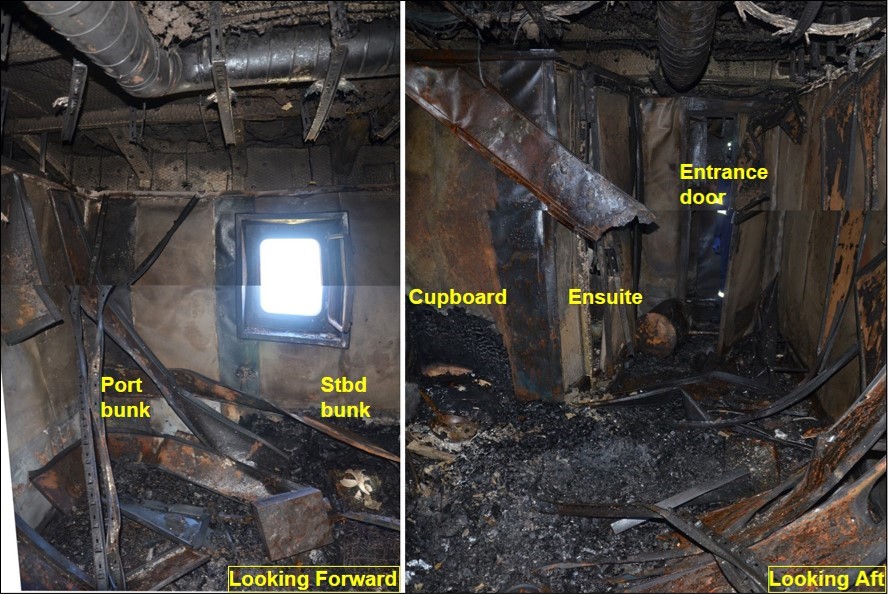 Figure 5: Interior of cabin 4 when first accessed after the fire