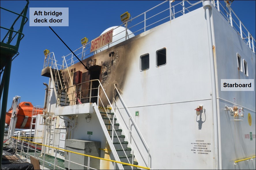 Figure 7: Bridge deck aft (note the damage near the door, which was initially open)