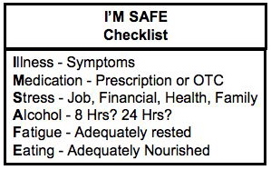 US Federal Aviation Administration - I'm safe checklist