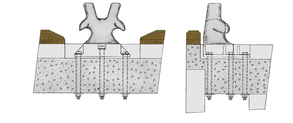 Figure 6: Side, front and plan elevations of the bollard