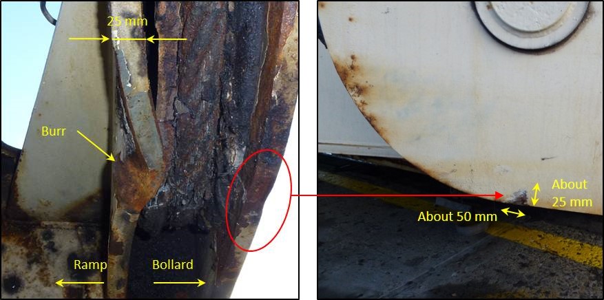 Figure 10: Damage to the ramp’s outboard flap sheave