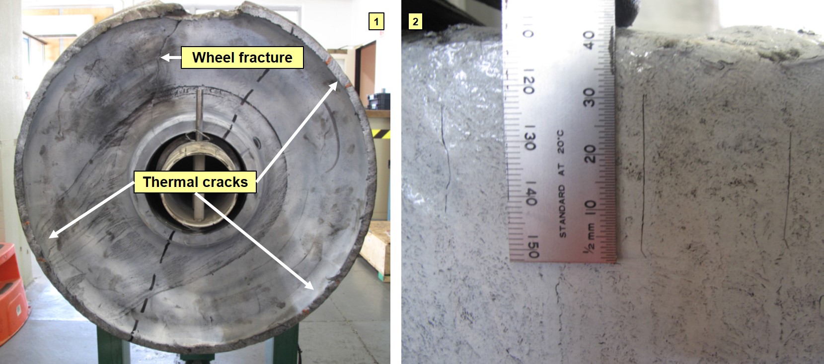 Figure 10: Thermal cracks identified during metallurgical analysis