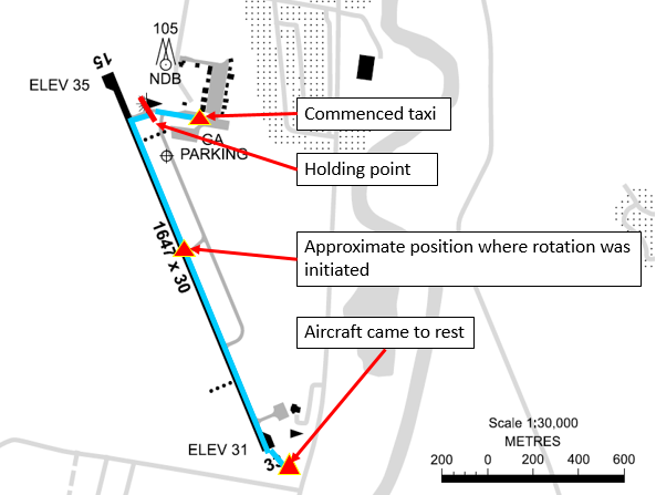 Figure 1: Lismore Airport showing aircraft track. Source: Airservices Australia – annotated by ATSB