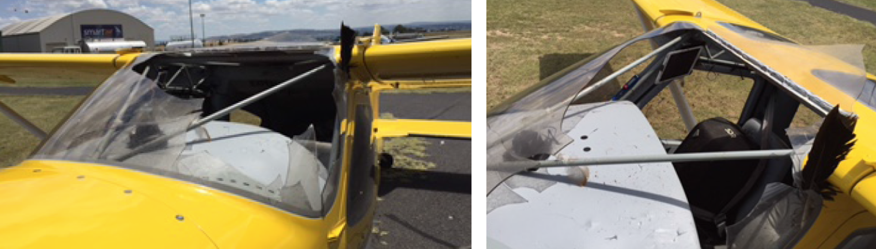 Figure 1: Damage to the aircraft windscreen