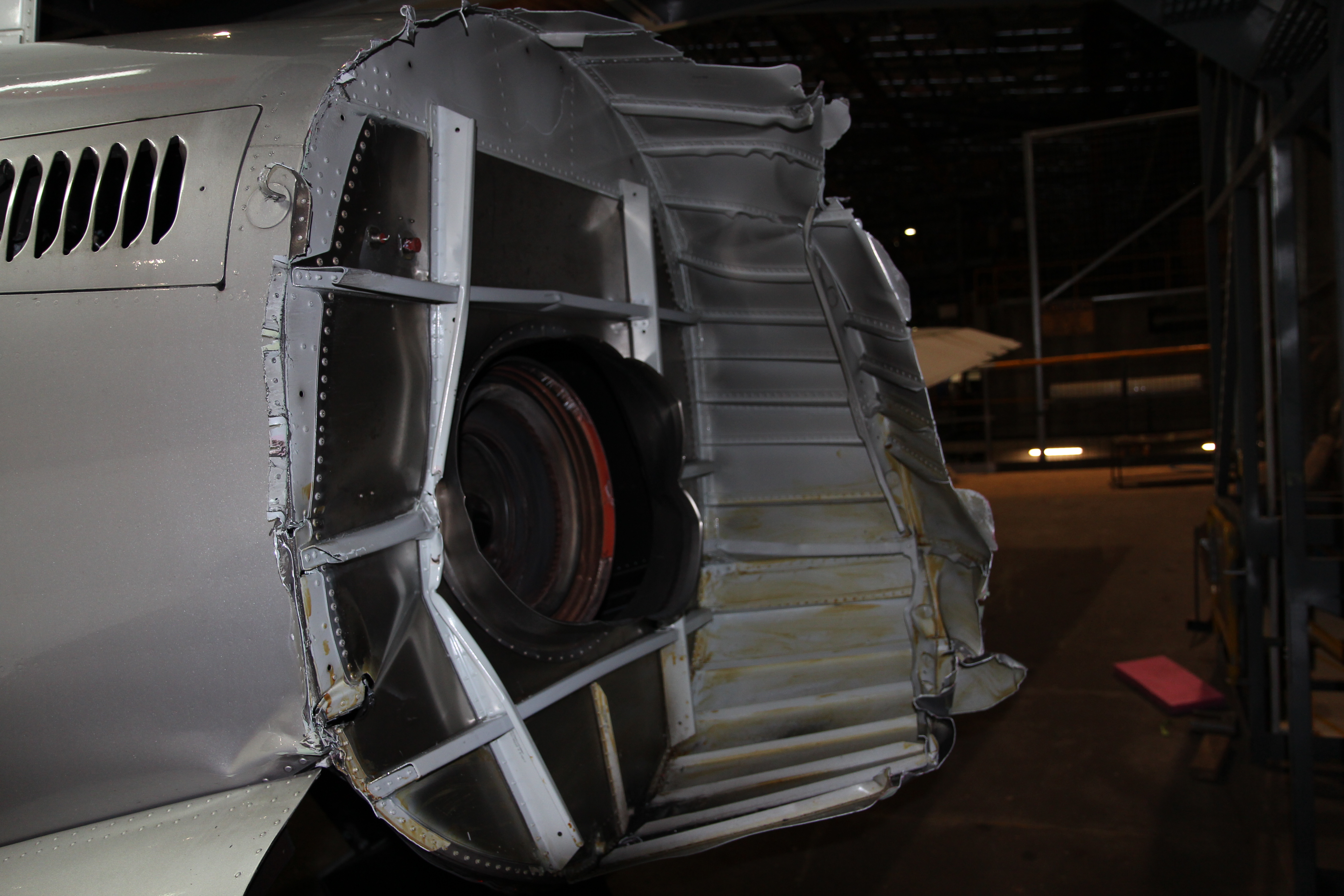 Figure 3: Damage to the tail cone of VGR aft of the APU, looking from left to right of the aircraft