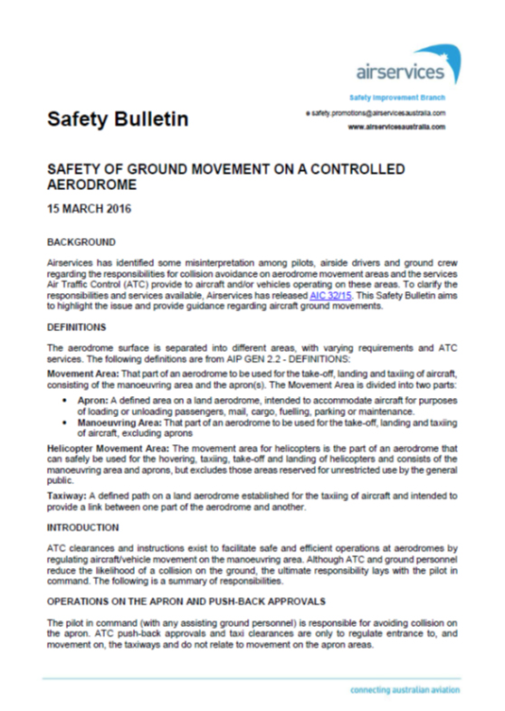 Appendix A – Airservices safety bulletin