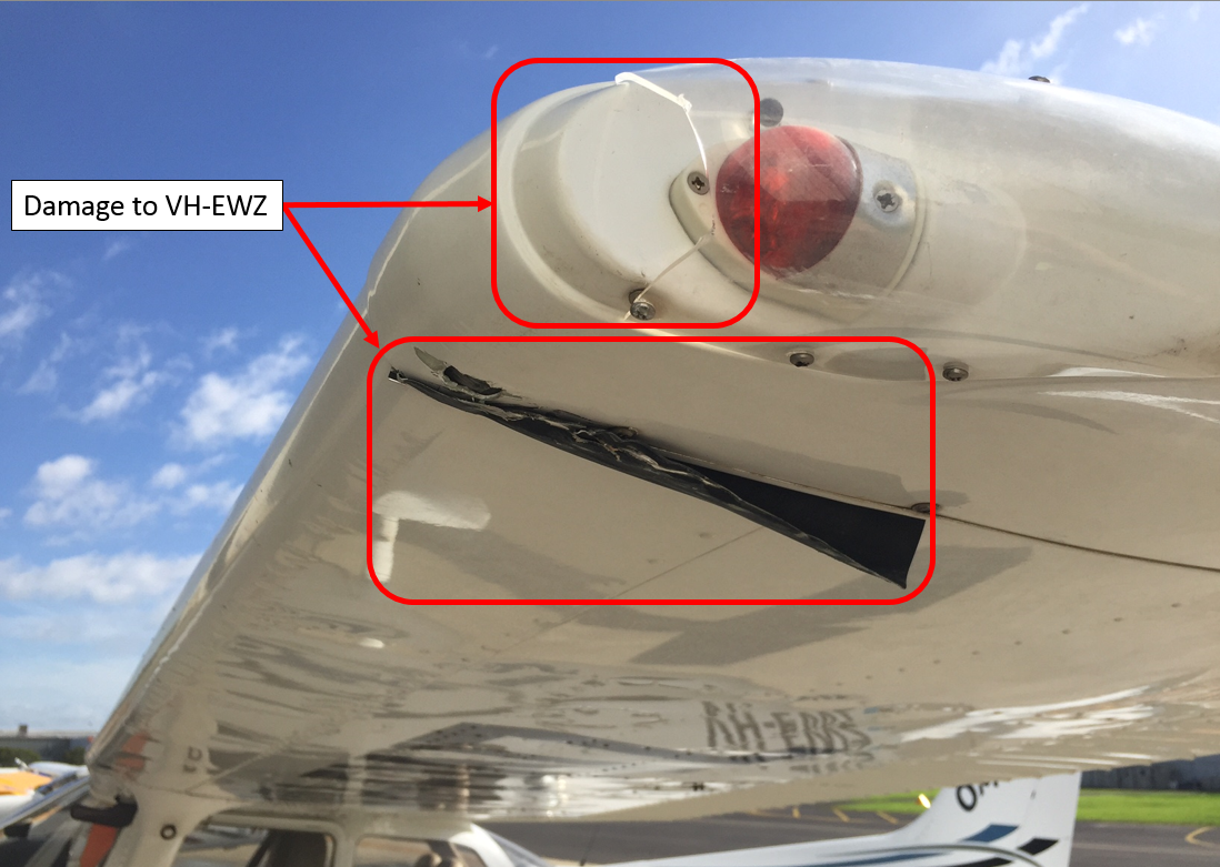 Figure 3: Damage to left wing of VH-EWZ