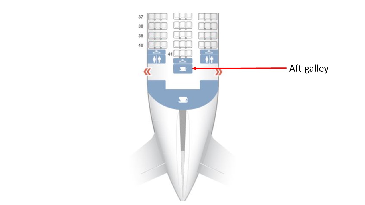 Rear section of a B787-9 depicting aft galley