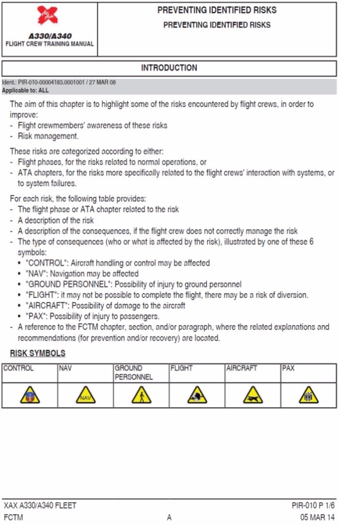 Appendix B – Flight crew training manual extract