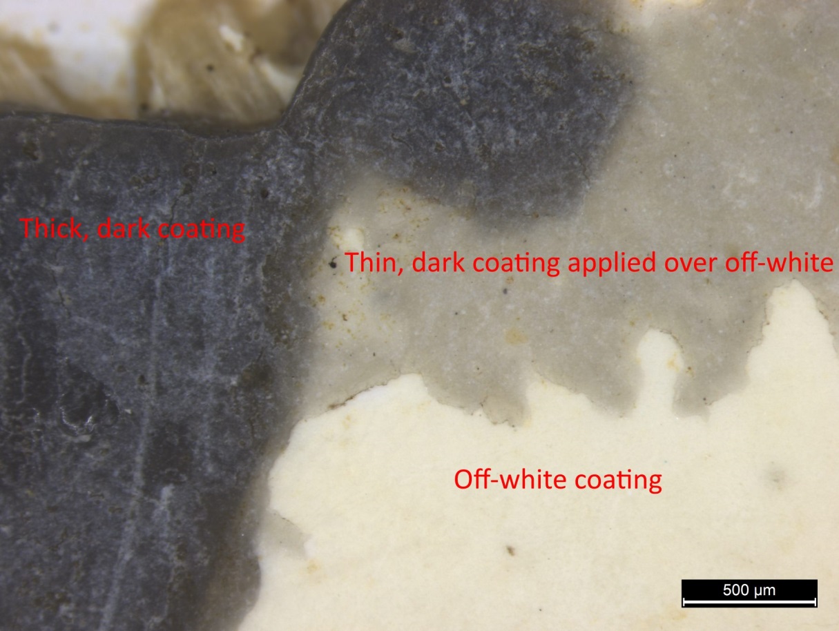 Close-up of applied coatings