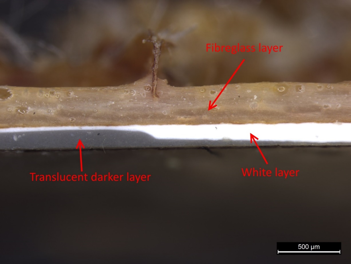 Higher magnification image of Figure 5, showing clear delineation between layers