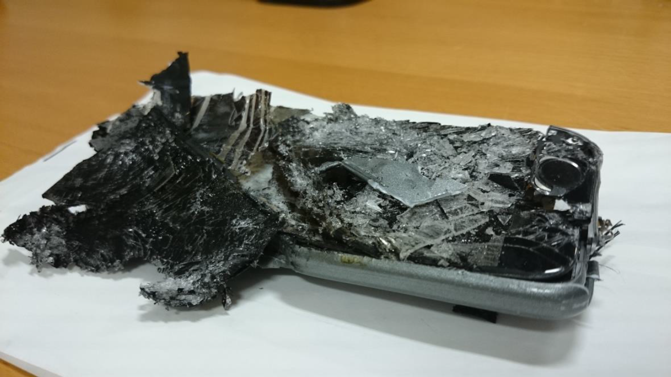 Figure 1: Crushed PED after removal from seat