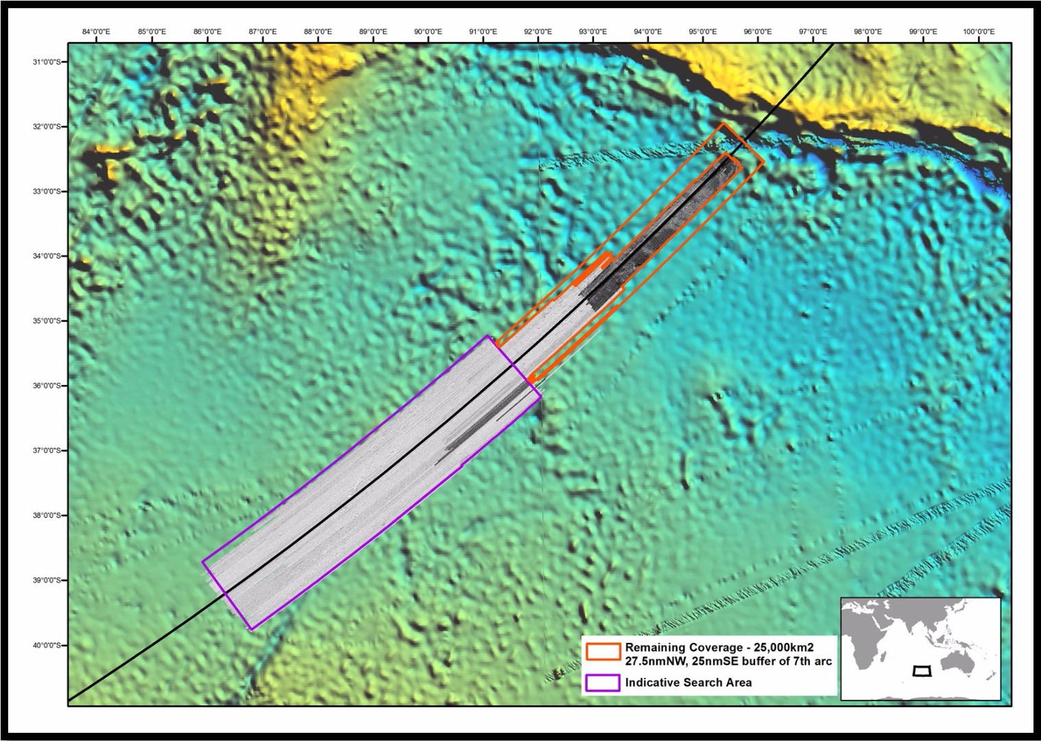 Figure 14. Remaining prospective area to find the wreckage of MH370