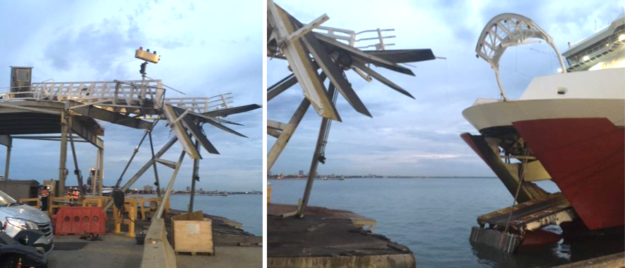 Figure 5: Spirit of Tasmania II’s damaged upper bow ramp (skybridge)