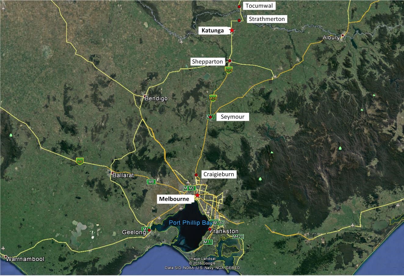 Figure 1: Route of freight train 9305