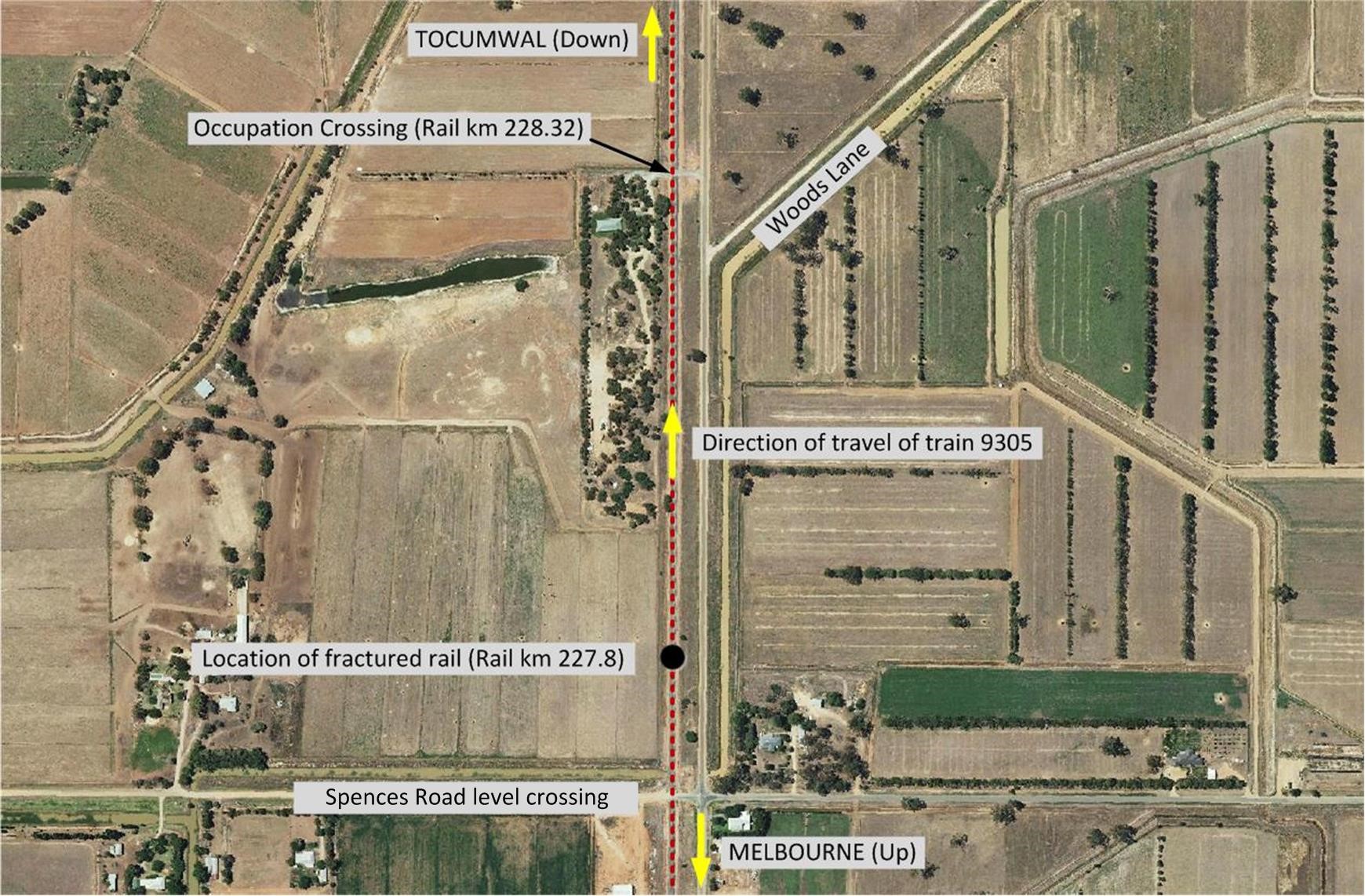 Figure 5: Derailment location in Katunga, Victoria