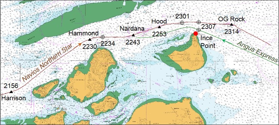 Figure 3: Section of navigational chart Aus 293 Prince of Wales Channel