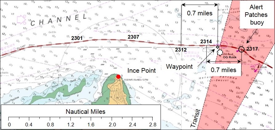 Figure 10 – Navigational chart Aus 293 showing Navios Northern Star’s track to OG Rock