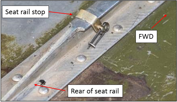 Figure 5: Exemplar pilot seat rail rear stop