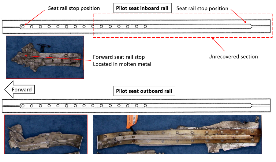 Figure 20: Recovered sections of the pilot’s seat rails