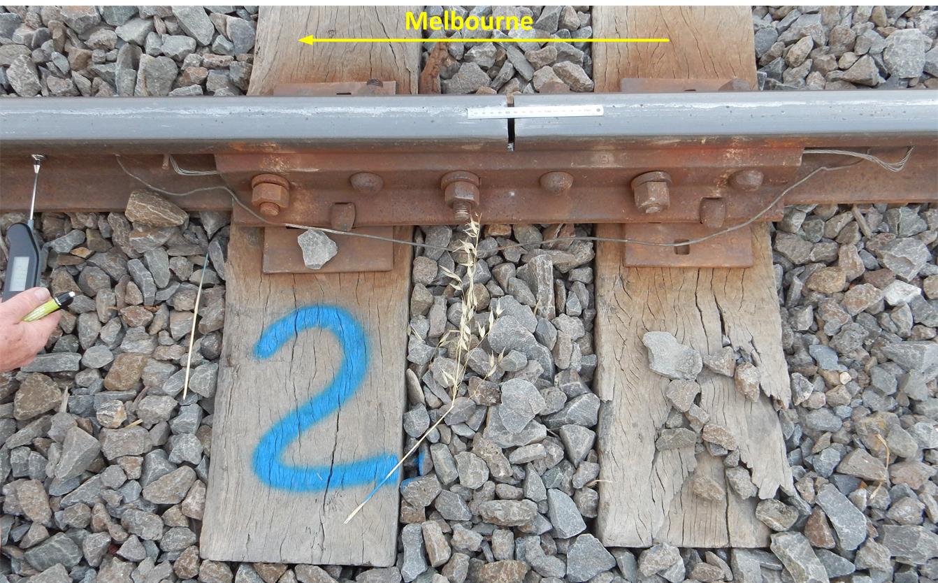 Figure 8: Measurement of the gap at the second joint to the north of the derailed train on the left (Up) rail.