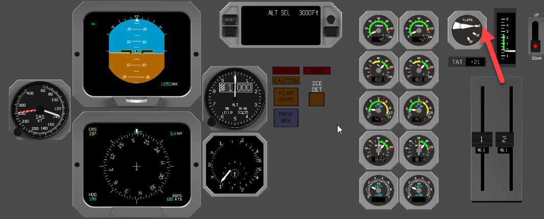 Figure 2: A screen capture from the operator’s flight data showing the flap indicator positioned at 0 degrees while the aircraft was passing 1,000 feet on descent