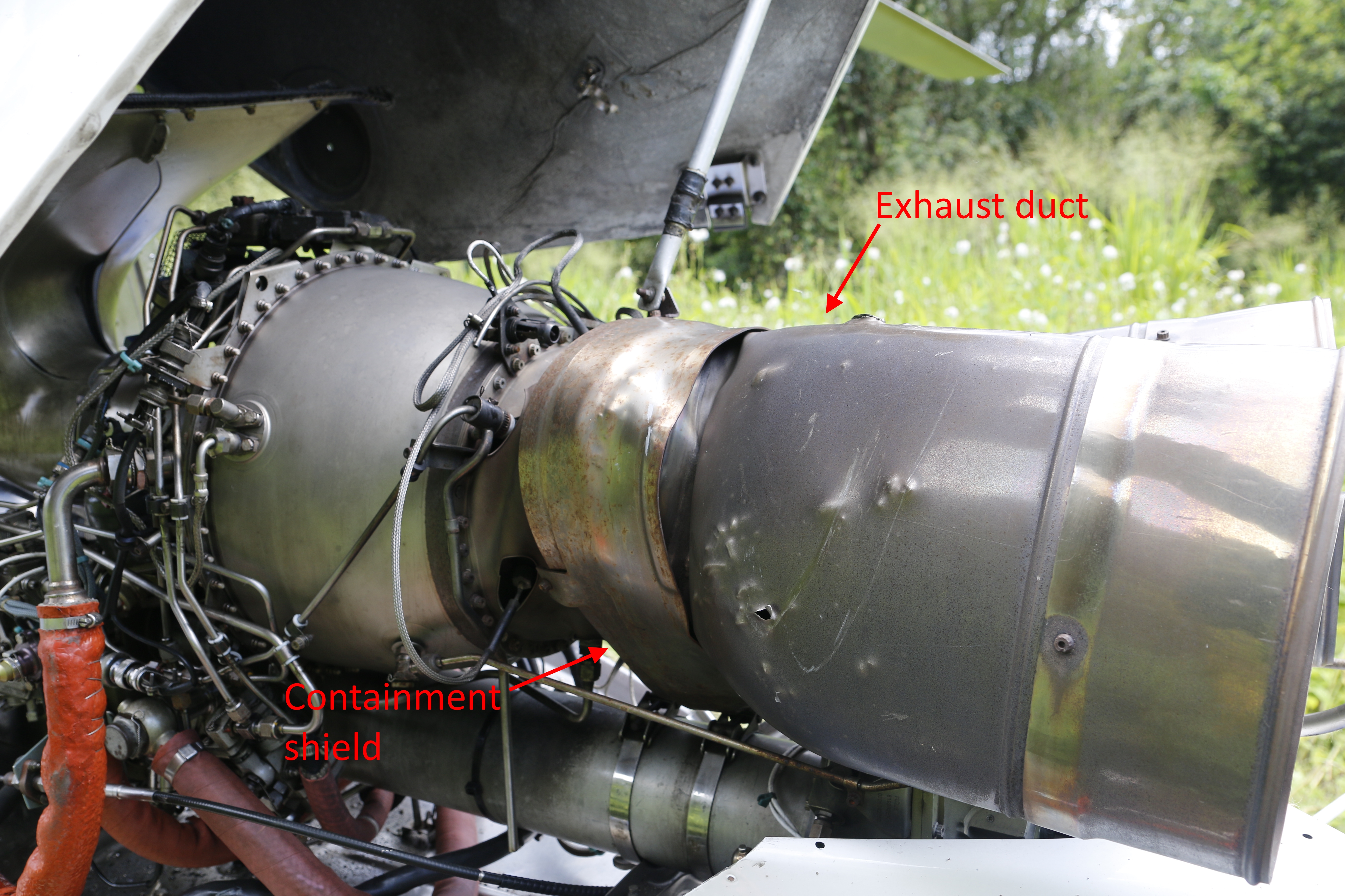 Figure 3: View of the helicopter engine at the accident site