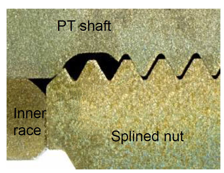 Figure 9: Cross-section of the rear splined nut contacting the rear bearing inner race