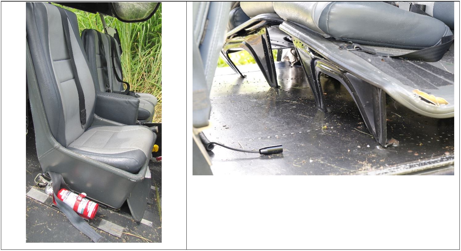 Figure 10: VH-SFX front seats (left) and rear passenger seats (right)