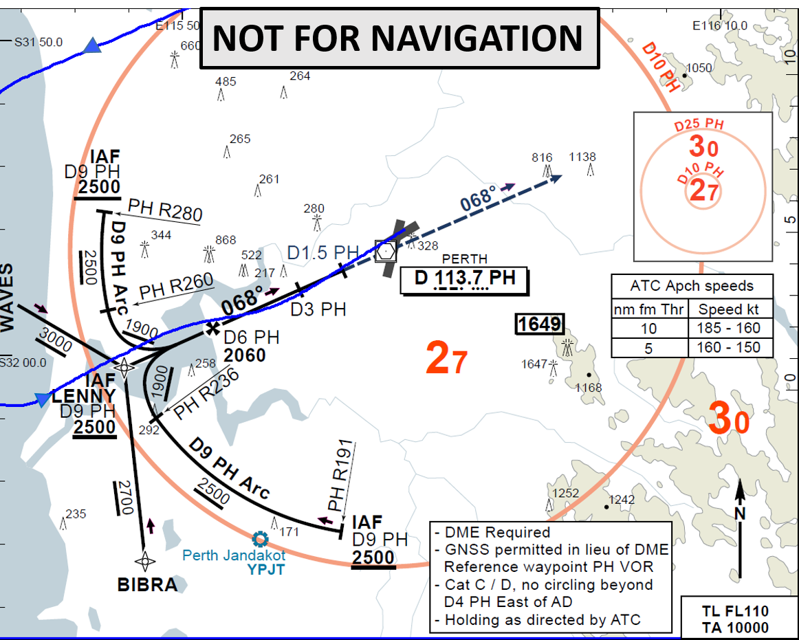 Figure C1: Second runway 06 VOR approach with aircraft track (blue)