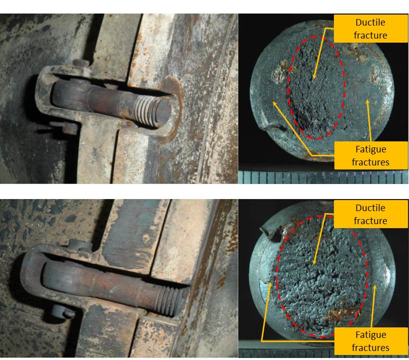 Figure 5: Bolt number 8 (Top) and 9 (Bottom) with cross sections