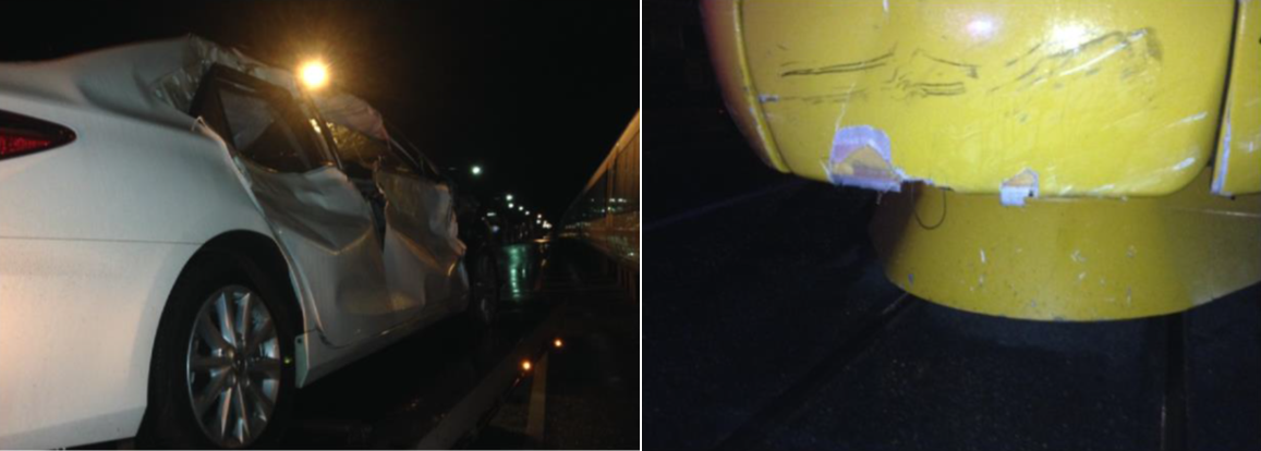 Figure 1: Vehicle and train front cowling damage