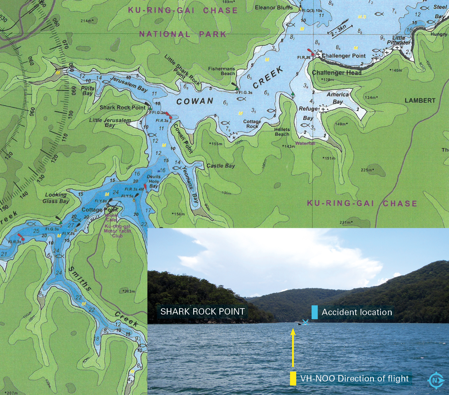 Figure 2: Cottage Point area with Jerusalem Bay entry viewed from Cowan Creek